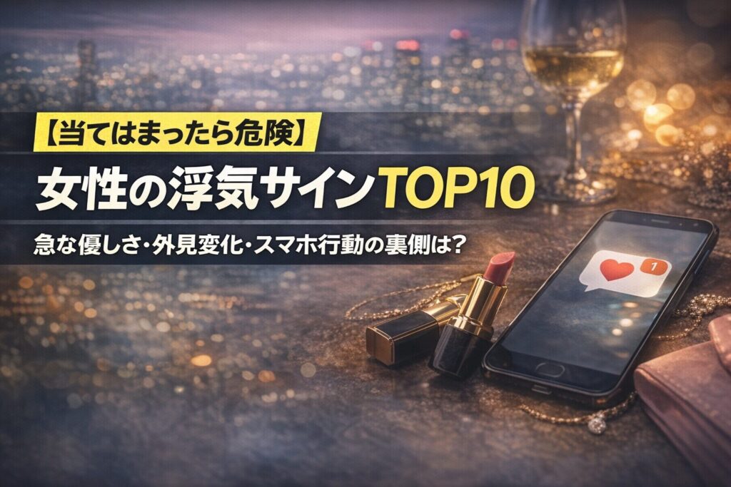 【当てはまったら危険】女性の浮気サインTOP10｜急な優しさ・外見変化・スマホ行動の裏側は？