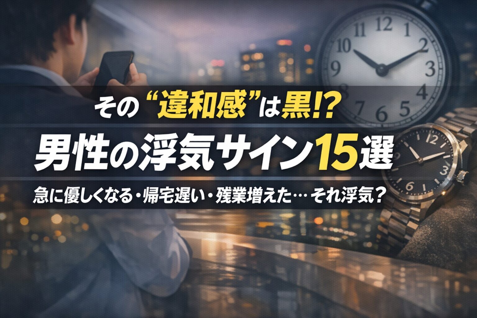 その“違和感”は黒!? 男性の浮気サイン15選｜急に優しくなる・帰宅遅い・残業増えた…それ浮気？