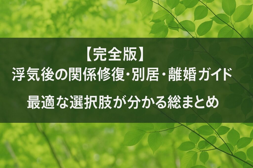 【完全版】浮気後の関係修復・別居・離婚ガイド｜最適な選択肢が分かる総まとめ