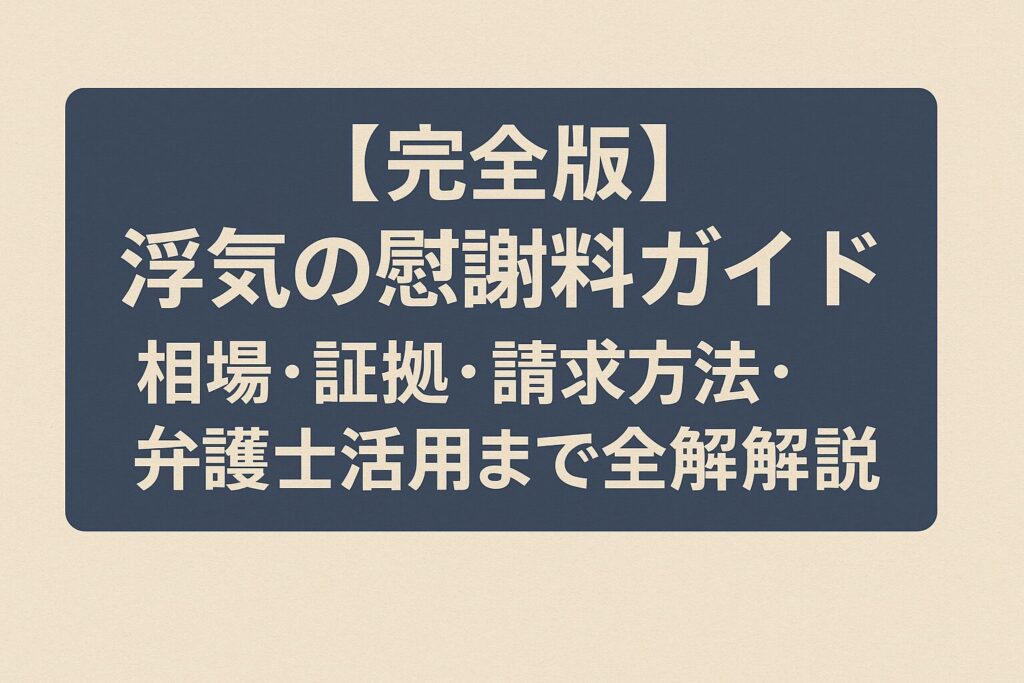 【完全版】浮気の慰謝料ガイド｜相場・証拠・請求方法・弁護士活用まで全解説