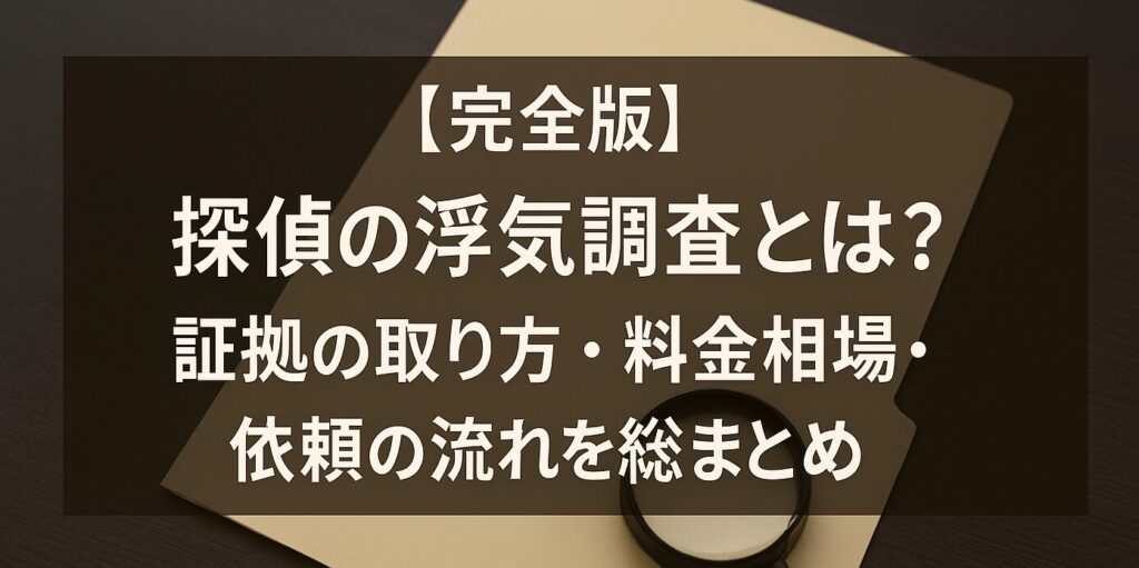 【完全版】探偵の浮気調査とは？証拠の取り方・料金相場・依頼の流れを総まとめ